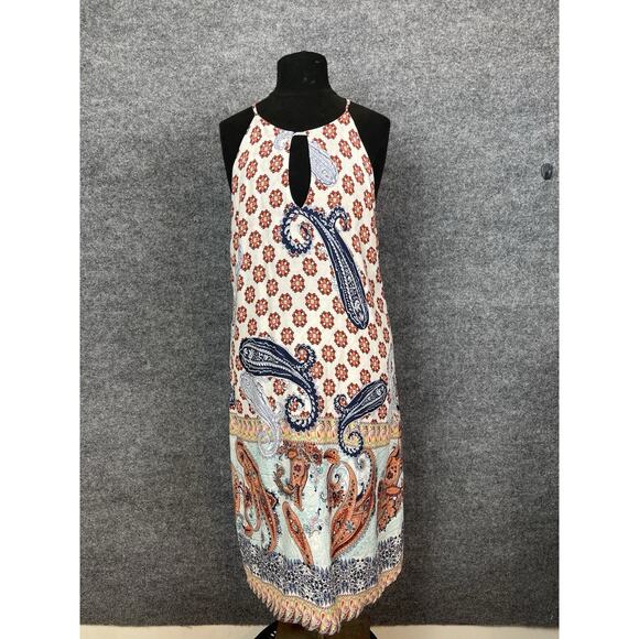 Renee C. Sun Dress Women's S/M Sleeveless Haulter Multi color Paisley Print Mini - Picture 7 of 10